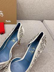 Fortok Christian Louboutin White Satin Brodiriza Embellished Pumps - 5