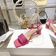 Fortok Dior Dway Heeled Sandals Dark Pink Embroidered Satin & Lambskin - 5