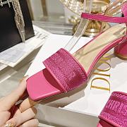 Fortok Dior Dway Heeled Sandals Dark Pink Embroidered Satin & Lambskin - 4