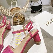 Fortok Dior Dway Heeled Sandals Dark Pink Embroidered Satin & Lambskin - 2