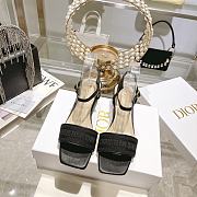 Fortok Dior Dway Heeled Sandals Black Embroidered Satin & Lambskin - 6
