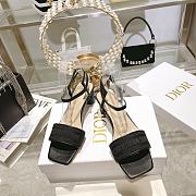 Fortok Dior Dway Heeled Sandals Black Embroidered Satin & Lambskin - 4