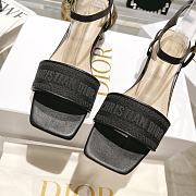 Fortok Dior Dway Heeled Sandals Black Embroidered Satin & Lambskin - 3