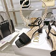Fortok Dior Dway Heeled Sandals Black Embroidered Satin & Lambskin - 2
