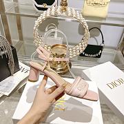 Fortok Dior Dway Heeled Sandals Light Pink Embroidered Satin & Lambskin - 1
