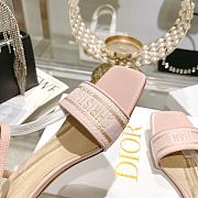 Fortok Dior Dway Heeled Sandals Light Pink Embroidered Satin & Lambskin - 6