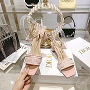 Fortok Dior Dway Heeled Sandals Light Pink Embroidered Satin & Lambskin - 4