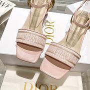 Fortok Dior Dway Heeled Sandals Light Pink Embroidered Satin & Lambskin - 3