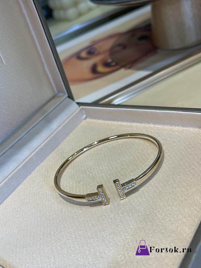 Fortok Tiffany Double T Diamond Bracelet Gold - 1