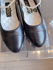 Fortok Chanel Patent Calfskin Cap Toe Ankle Chain Ballerina Flats Black - 2