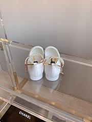 Fortok Chanel Patent Calfskin Cap Toe Ankle Chain Ballerina Flats White - 5