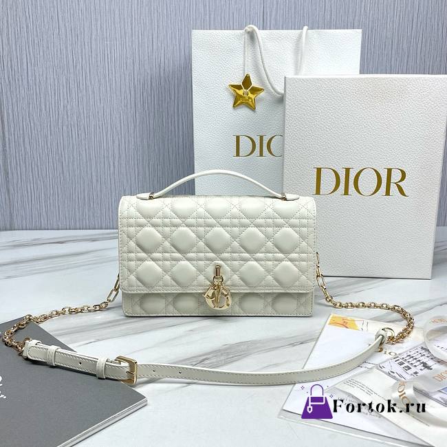 Fortok Dior Miss Lambskin Cannage Pattern Bag White 24x14x7.5cm - 1