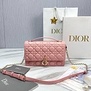 Fortok Dior Miss Lambskin Cannage Pattern Bag Pink 24x14x7.5cm - 1