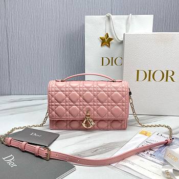 Fortok Dior Miss Lambskin Cannage Pattern Bag Pink 24x14x7.5cm