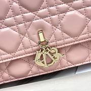 Fortok Dior Miss Lambskin Cannage Pattern Bag Pink 24x14x7.5cm - 5