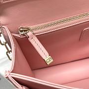 Fortok Dior Miss Lambskin Cannage Pattern Bag Pink 24x14x7.5cm - 4