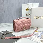 Fortok Dior Miss Lambskin Cannage Pattern Bag Pink 24x14x7.5cm - 3