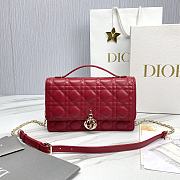 Fortok Dior Miss Lambskin Cannage Pattern Bag Red 24x14x7.5cm - 1