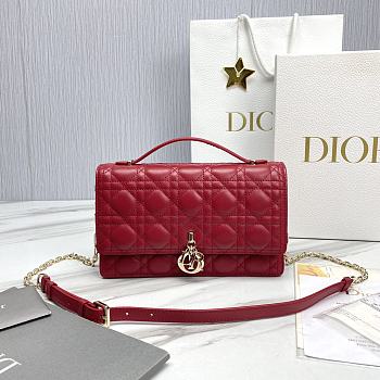 Fortok Dior Miss Lambskin Cannage Pattern Bag Red 24x14x7.5cm