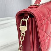 Fortok Dior Miss Lambskin Cannage Pattern Bag Red 24x14x7.5cm - 6