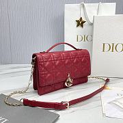 Fortok Dior Miss Lambskin Cannage Pattern Bag Red 24x14x7.5cm - 5