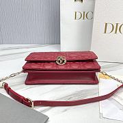 Fortok Dior Miss Lambskin Cannage Pattern Bag Red 24x14x7.5cm - 3