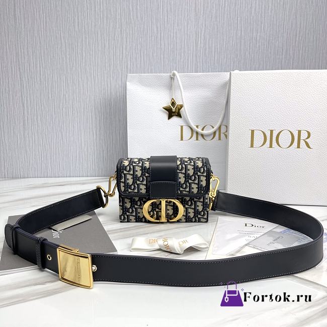 Fortok Dior Montaigne Mini Box Bag Blue 18813-2 17.5x11.5x5cm - 1