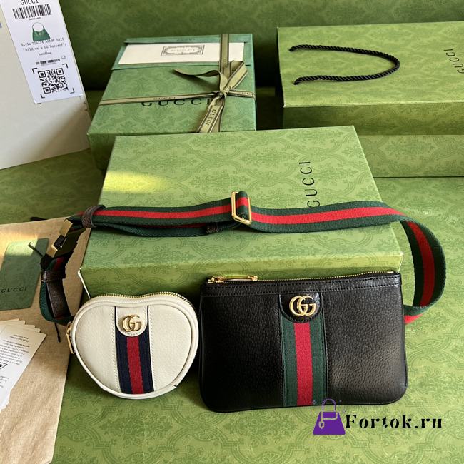 Fortok Gucci Ophidia Utility Belt Bag Black and White 20×13cm - 1
