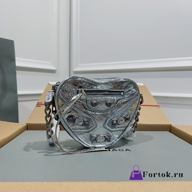 Fortok Balenciaga Le Cagole Heart Bag Silver 17x15x5cm - 1