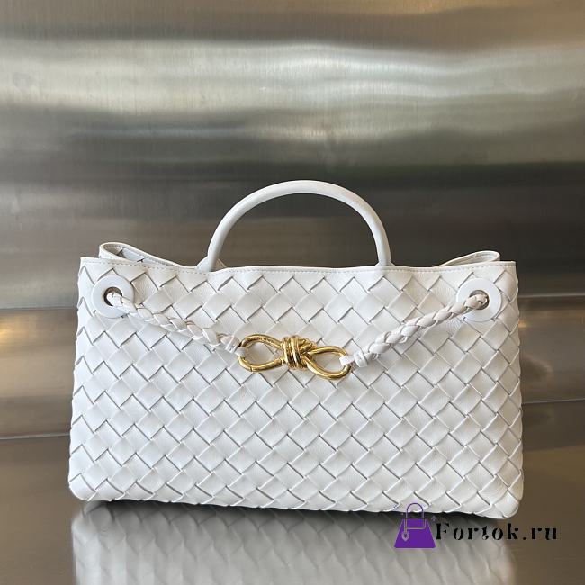 Fortok Bottega Veneta Small East West Andiamo Bag White 29x18x10cm - 1