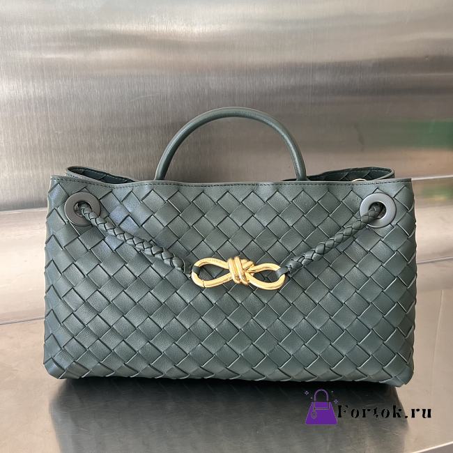 Fortok Bottega Veneta Small East West Andiamo Bag Dark Green 29x18x10cm - 1