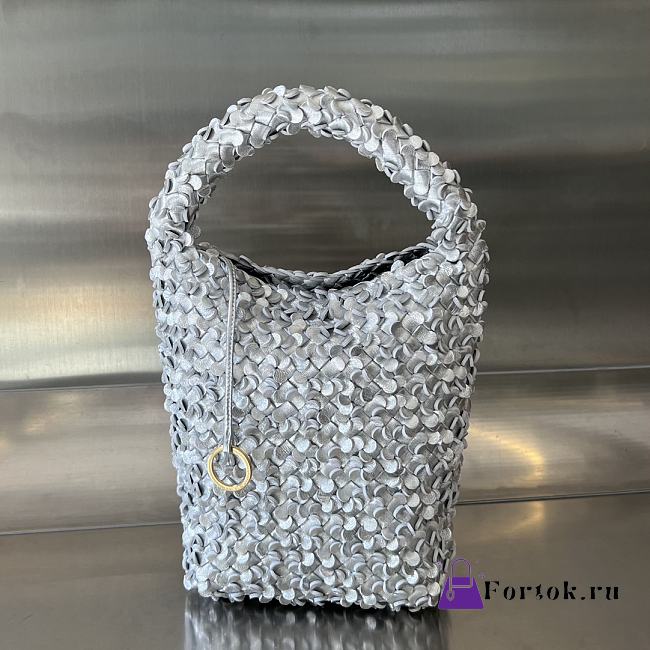 Fortok Bottega Veneta Silver Metallic Cabat Bucket Bag 762687 35.5x21x13cm - 1