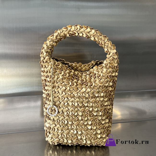 Fortok Bottega Veneta Gold Metallic Cabat Bucket Bag 762687 35.5x21x13cm - 1