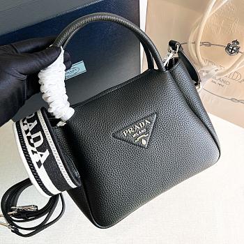 Fortok Prada Logo-embellished Leather Bag Black 1BC145 23x21x10cm