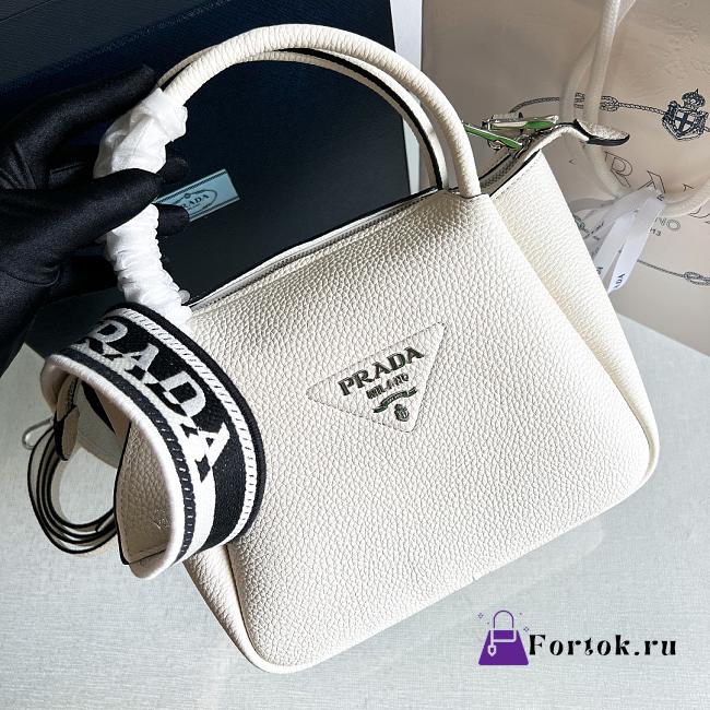 Fortok Prada Logo-embellished Leather Bag White 1BC145 23x21x10cm - 1