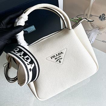 Fortok Prada Logo-embellished Leather Bag White 1BC145 23x21x10cm