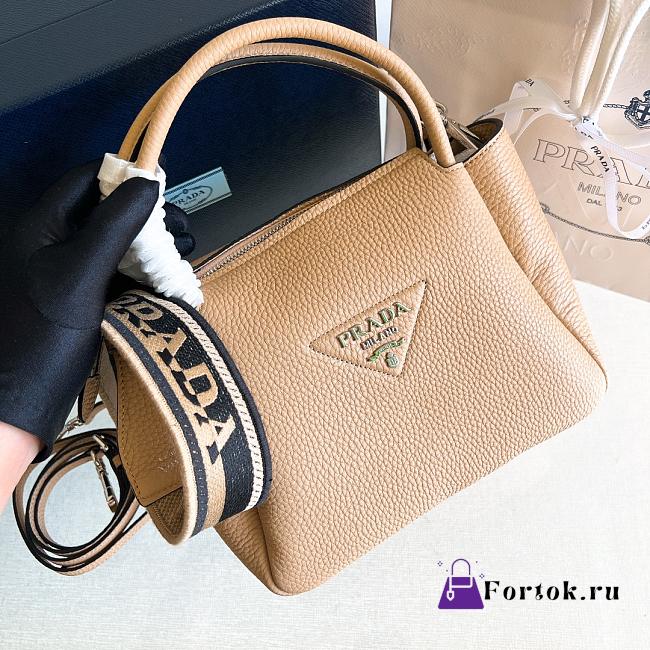 Fortok Prada Logo-embellished Leather Bag Brown 1BC145 23x21x10cm - 1