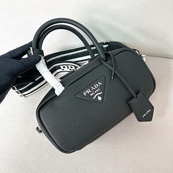 Fortok Prada Leather Top-handle Bag Black 1BB102 24x12x8.5cm