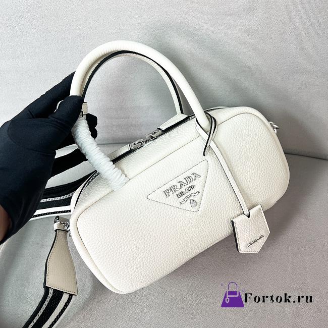 Fortok Prada Leather Top-handle Bag White 1BB102 24x12x8.5cm - 1