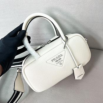 Fortok Prada Leather Top-handle Bag White 1BB102 24x12x8.5cm