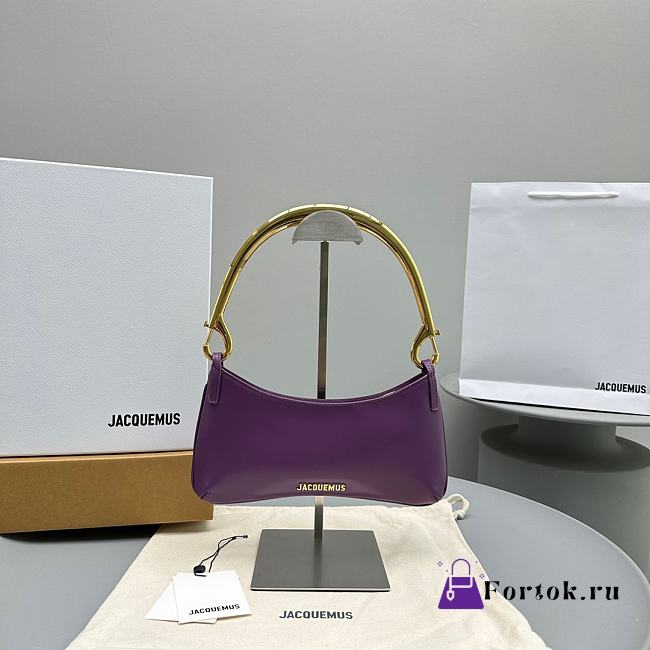 Fortok Jacquemus Le Bisou Mousqueton Shoulder Bag Purple E68878 26x15x2cm - 1