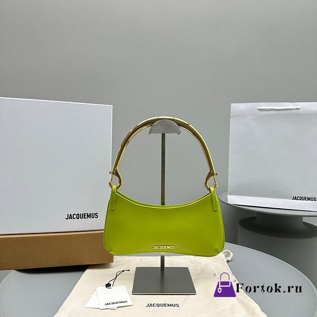 Fortok Jacquemus Le Bisou Mousqueton Shoulder Bag Neon Green E68878 26x15x2cm - 1