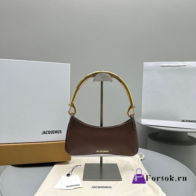 Fortok Jacquemus Le Bisou Mousqueton Shoulder Bag Brown E68878 26x15x2cm - 1
