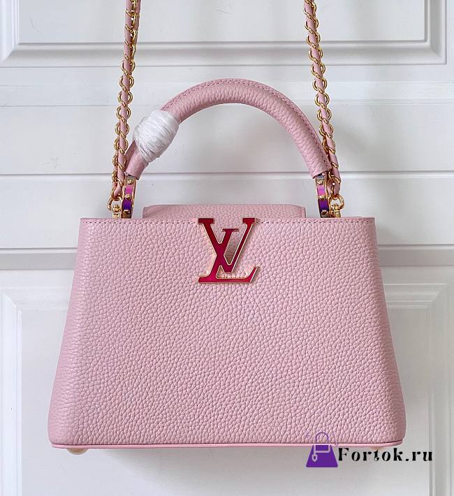 Fortok Louis Vuittion Capucines BB Bag Pink Colorful Chain M48865 27x18x9cm - 1