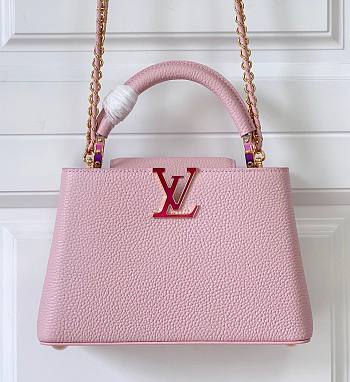 Fortok Louis Vuittion Capucines BB Bag Pink Colorful Chain M48865 27x18x9cm