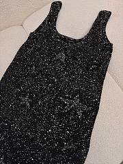 Fortok Chanel Sleeveless Black Sequin Wool Dress - 6