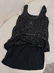 Fortok Chanel Sleeveless Black Sequin Wool Dress - 4