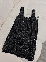 Fortok Chanel Sleeveless Black Sequin Wool Dress - 2