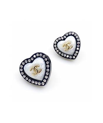 Fortok Chanel Diamond Edge Love Pearl Earrings 