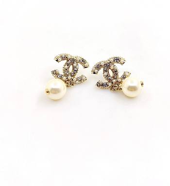 Fortok Chanel Small Square Diamond Pearl Earrings